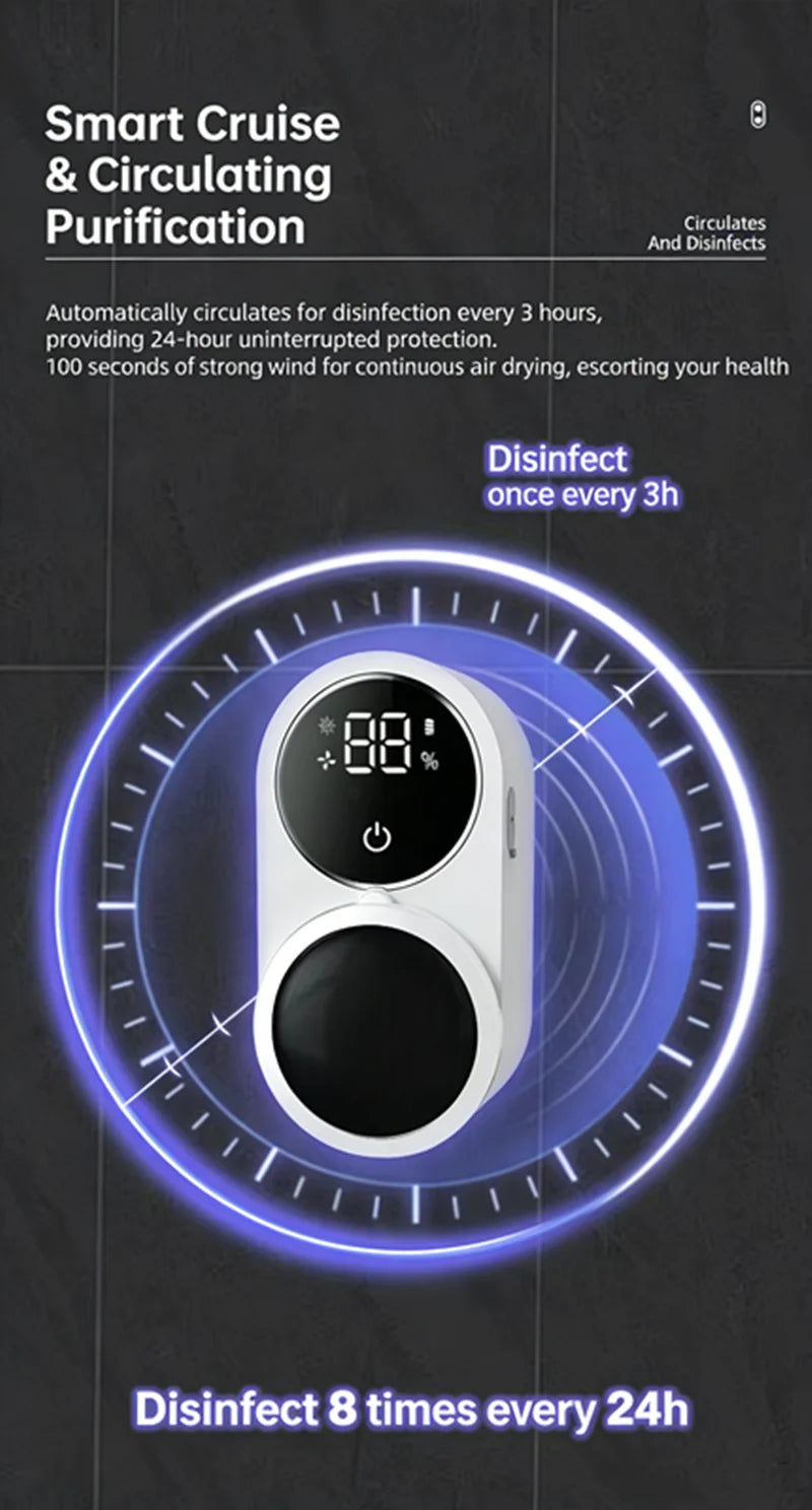 Portable Rechargeable Toothbrush Sterilizer Induction Switch with Charge Display UV