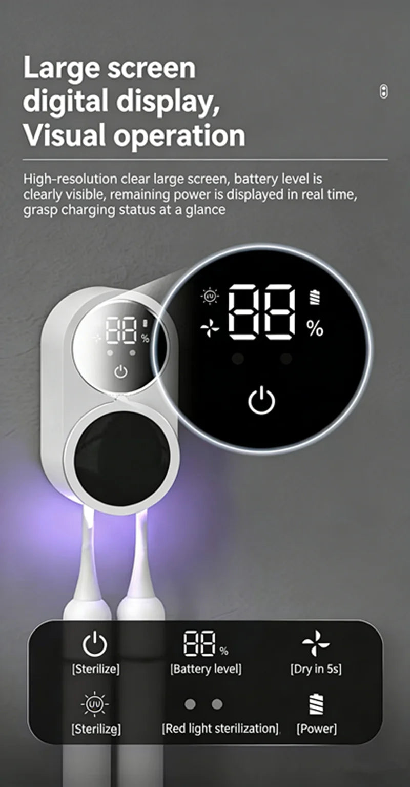 Portable Rechargeable Toothbrush Sterilizer Induction Switch with Charge Display UV