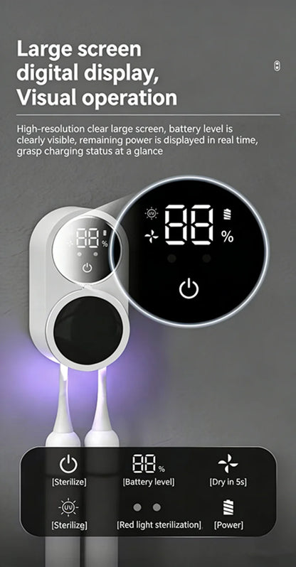 Portable Rechargeable Toothbrush Sterilizer Induction Switch with Charge Display UV