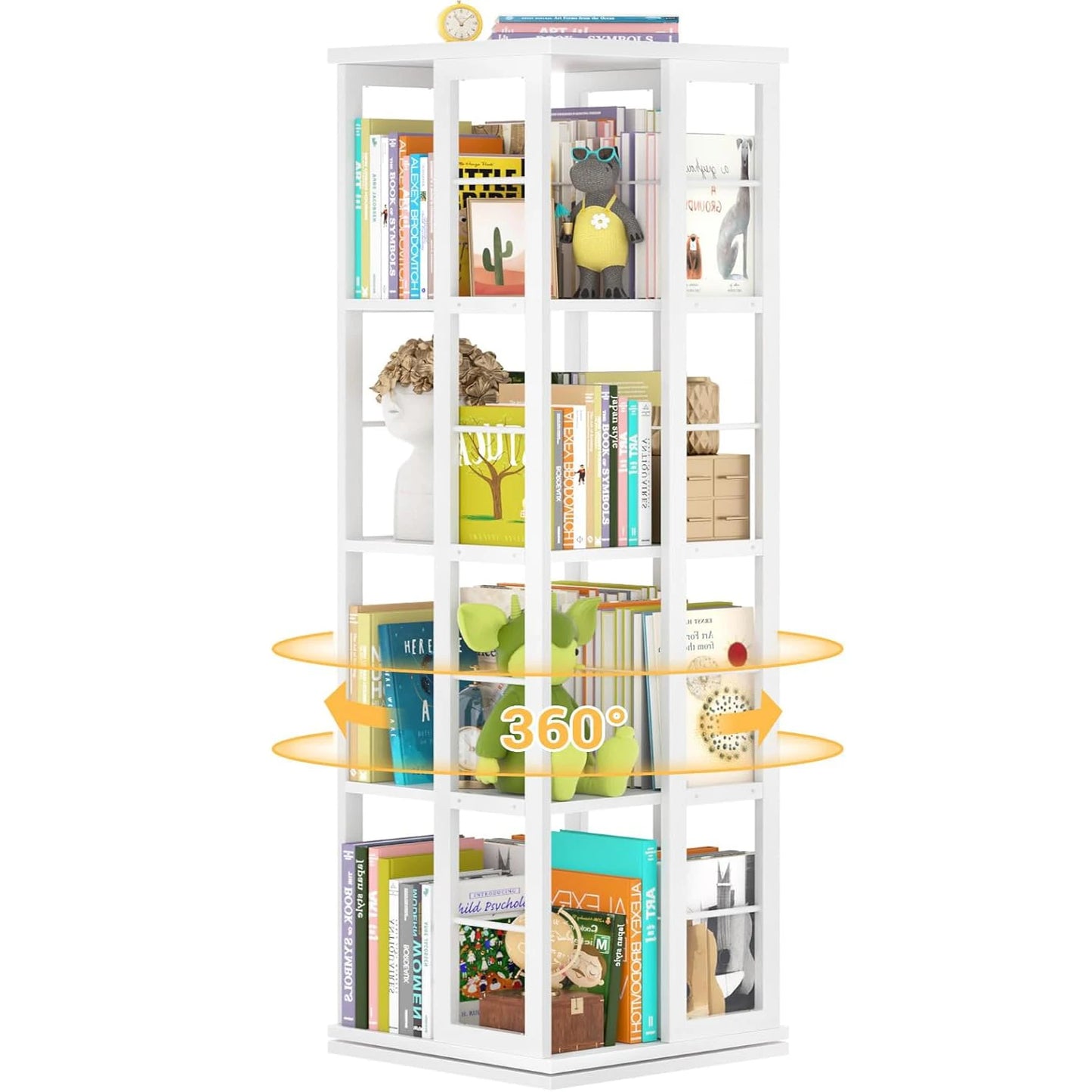 White 360° Rotating Bookshelf