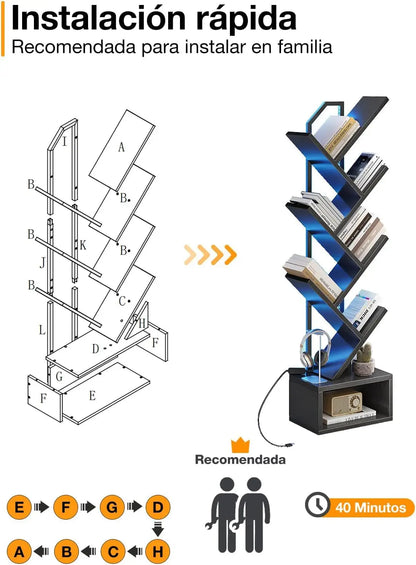 Coleshome Tree Bookshelf with LED Strips