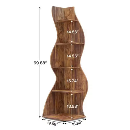 Luxury Solid Wood Irregular Bookshelf, Multi-Tier Design
