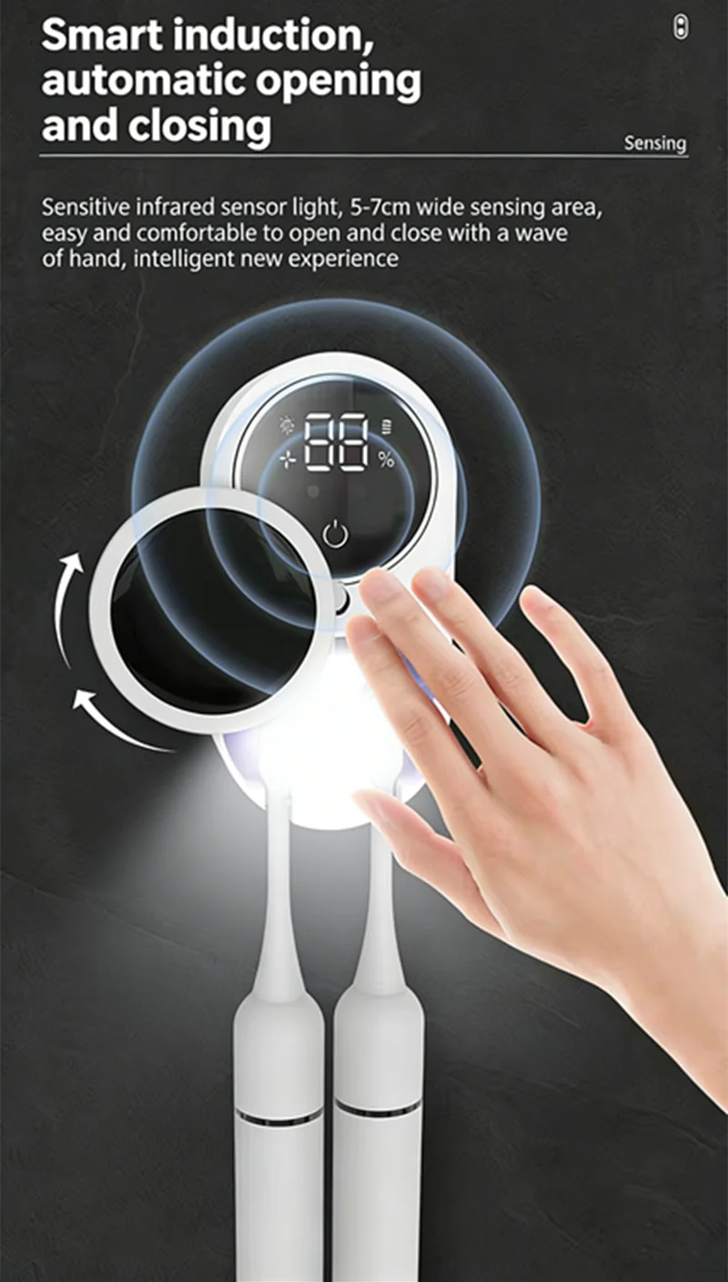 Portable Rechargeable Toothbrush Sterilizer Induction Switch with Charge Display UV