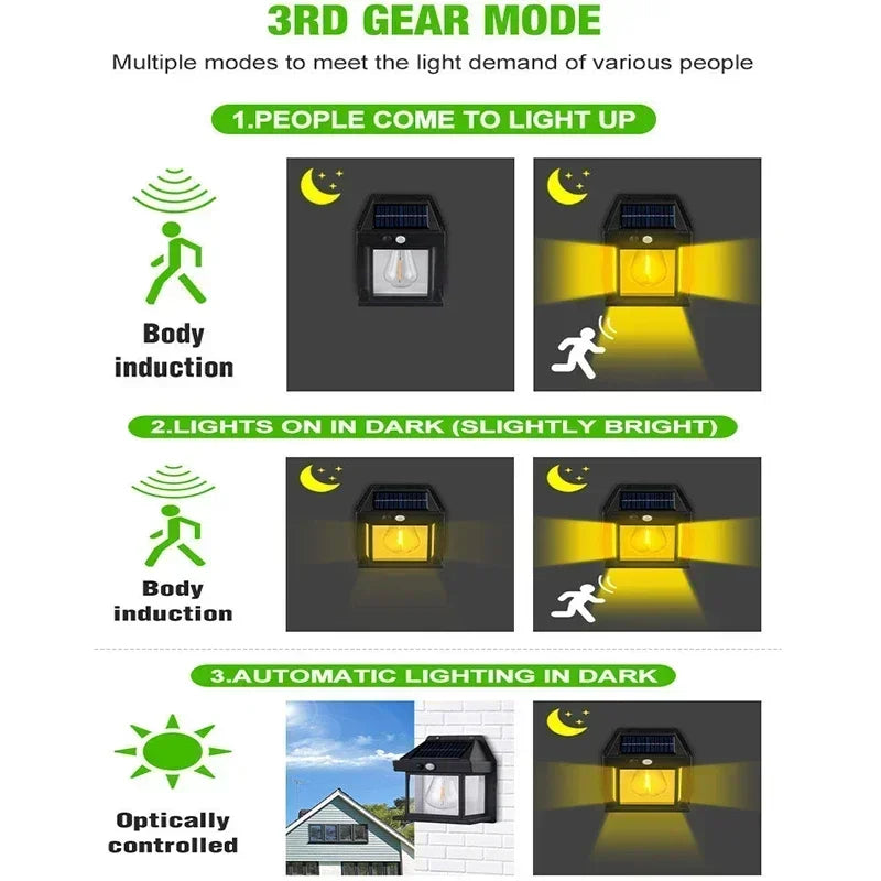 Solar-Powered Outdoor Wall Light with Motion Sensor