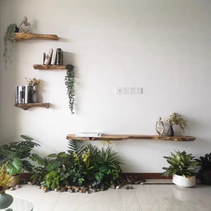 Handcrafted Rustic Solid Wood Wall Shelf