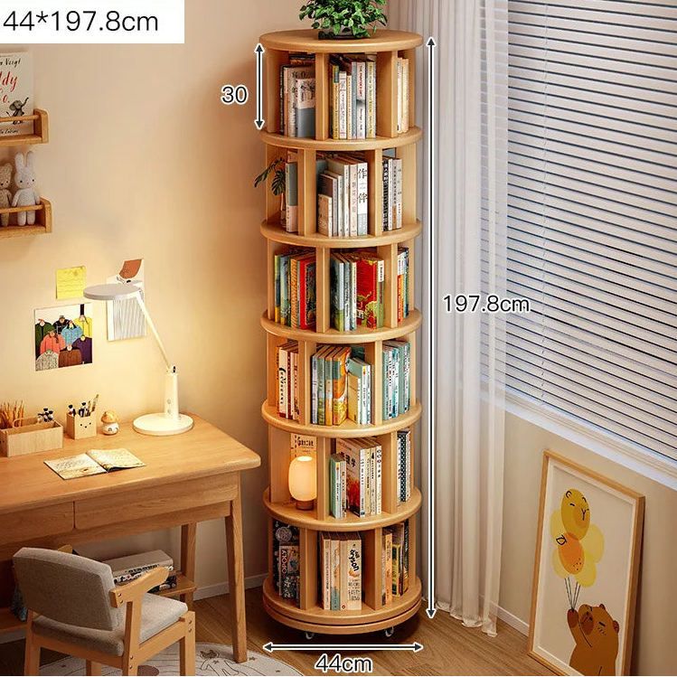Premium Solid Wood Rotating 360° Bookshelf
