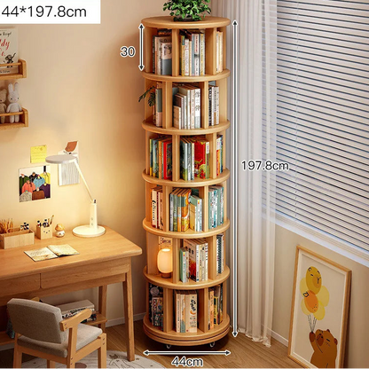 Premium Solid Wood Rotating 360° Bookshelf