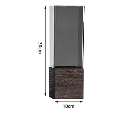 Rustic Wood and Glass Combined Luxury Vase with Wooden Base