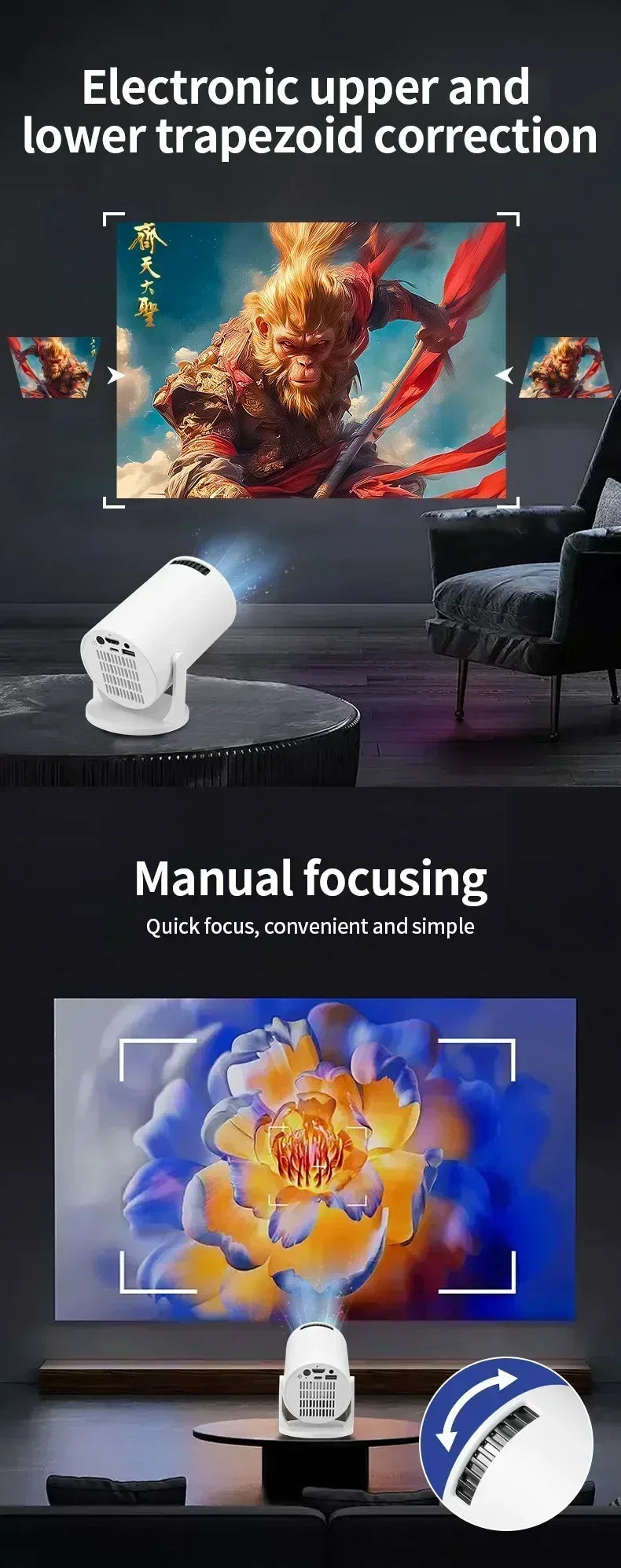 HY300 Ultra  Portable Projector+Storage case+Extra controller