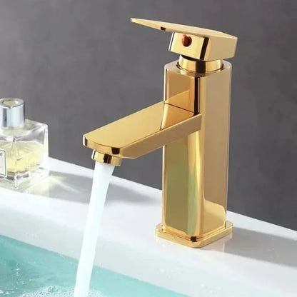 Stainless Steel Bathroom Basin Faucet Deck Mounted Hot and Cold Water