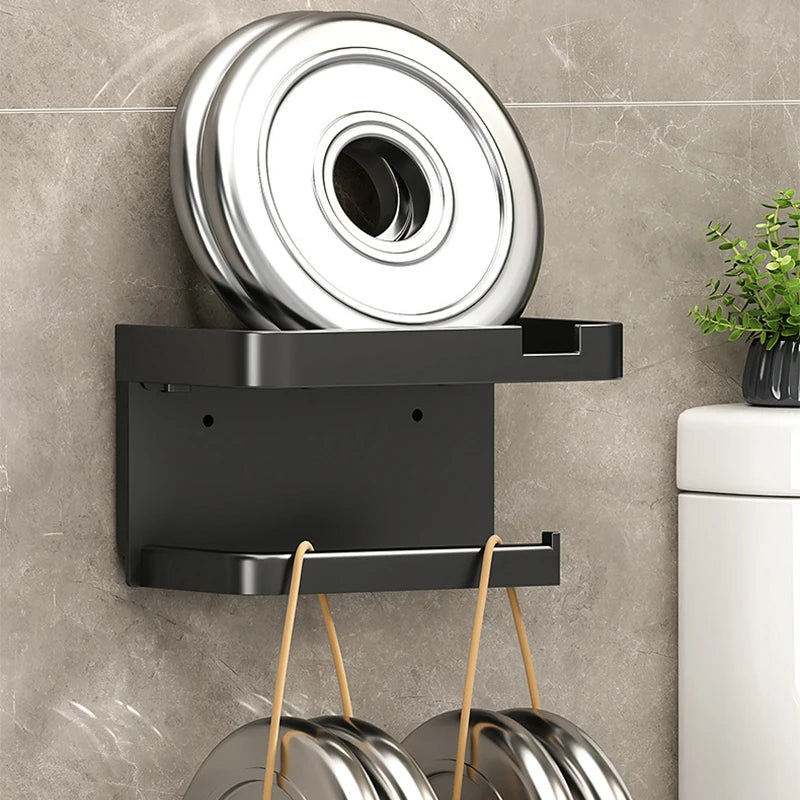 Wall-Mounted No-Drill Toilet Paper Holder with Shelf