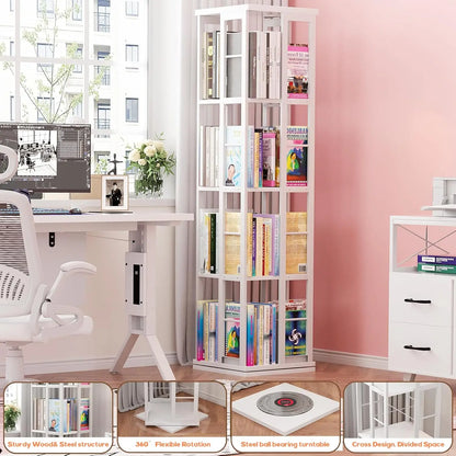 White 360° Rotating Bookshelf