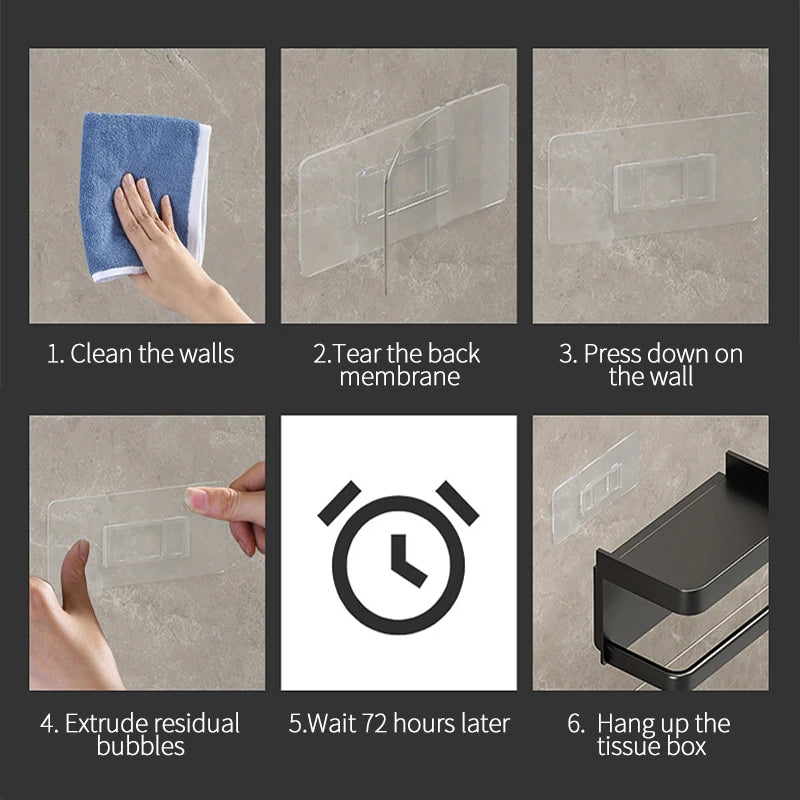 Wall-Mounted No-Drill Toilet Paper Holder with Shelf