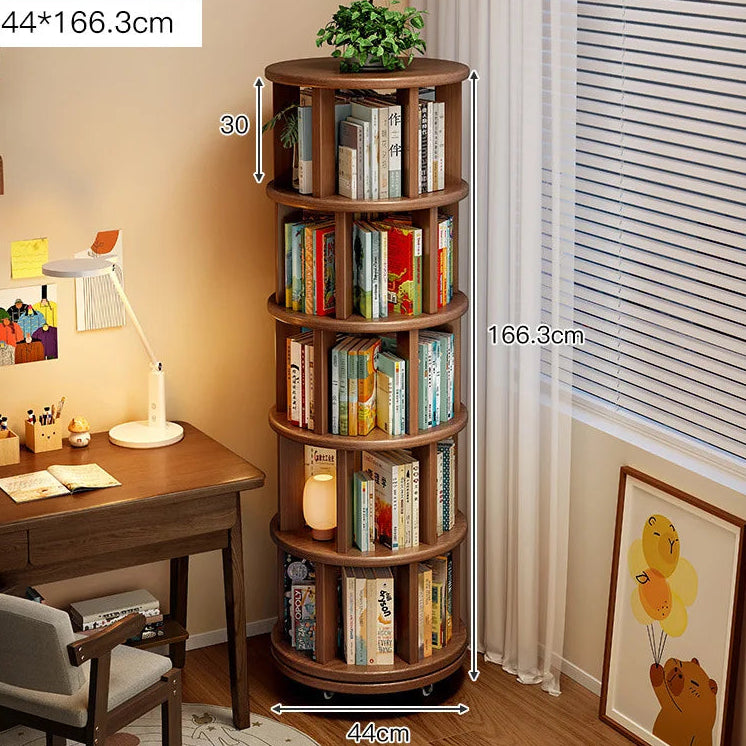 Premium Solid Wood Rotating 360° Bookshelf
