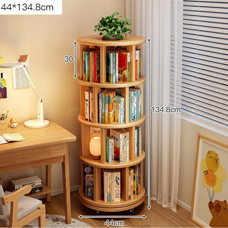 Premium Solid Wood Rotating 360° Bookshelf