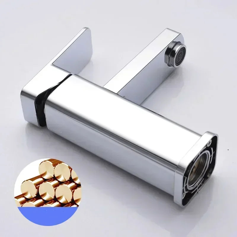 Stainless Steel Bathroom Basin Faucet Deck Mounted Hot and Cold Water