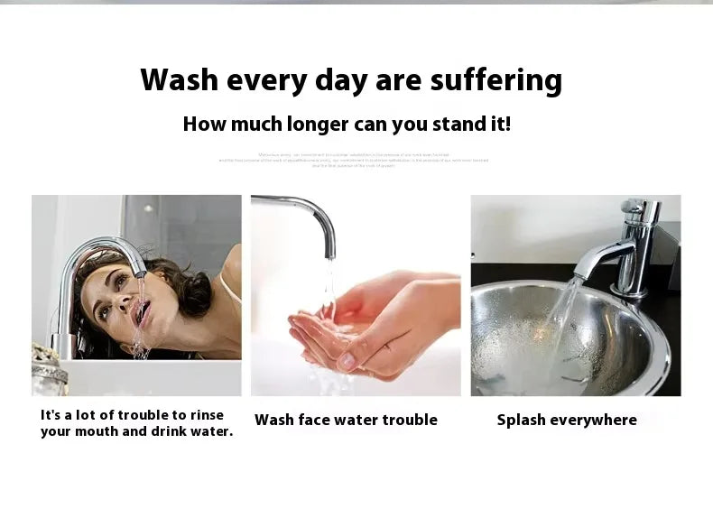 Stainless Steel Bathroom Basin Faucet Deck Mounted Hot and Cold Water