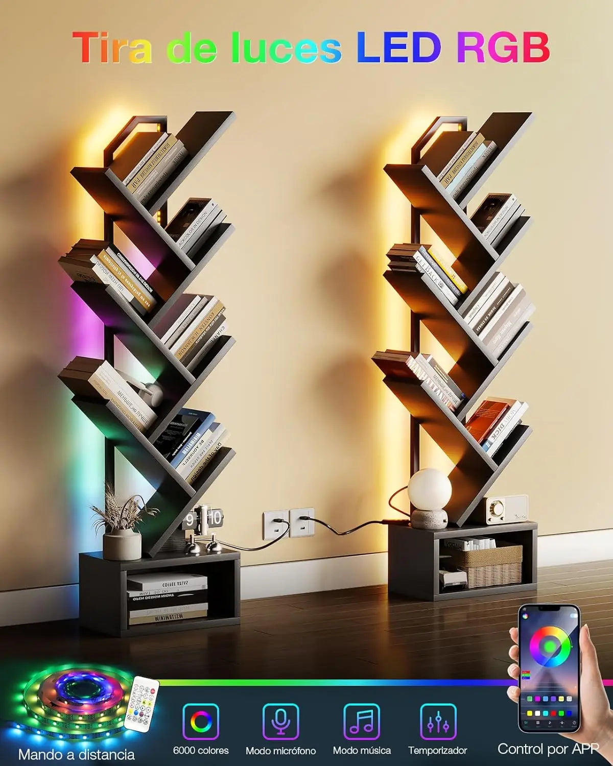 Coleshome Tree Bookshelf with LED Strips