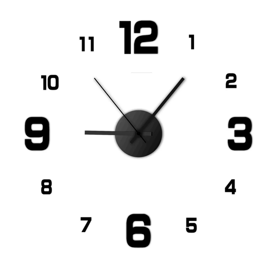 Frameless DIY Silent Wall Clock Decal for Home and Office Decor