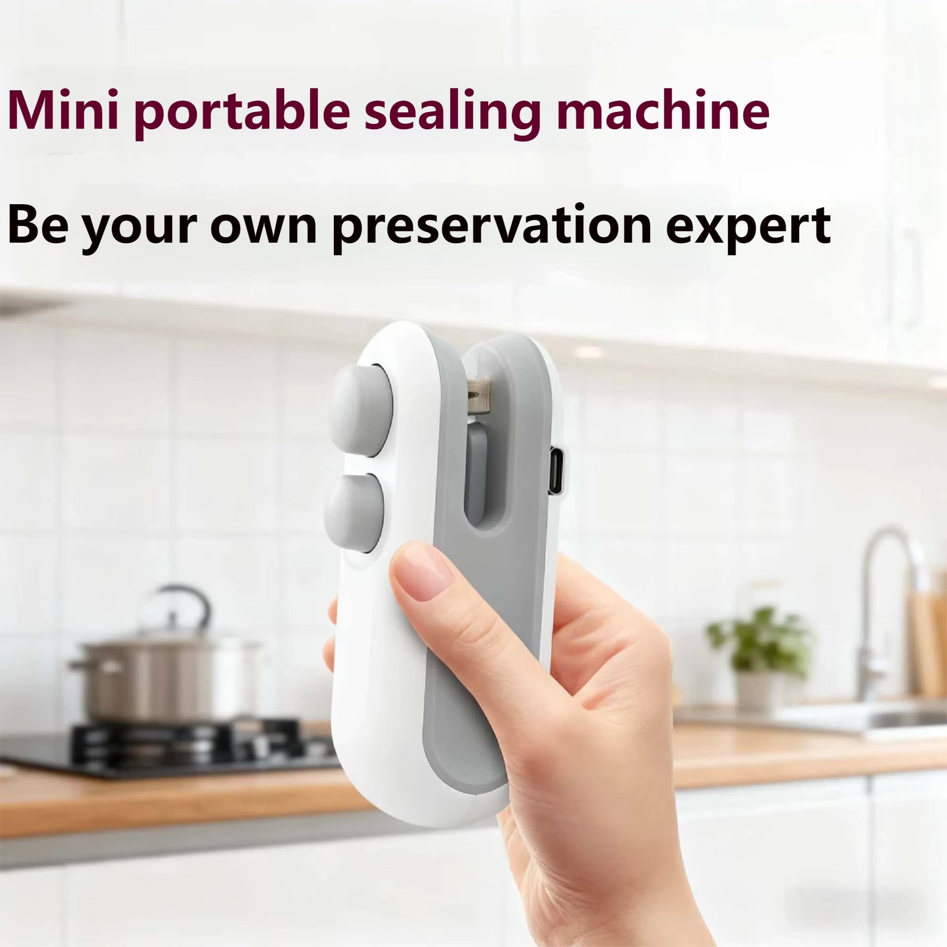 Mini Handheld Food Sealer USB Rechargeable Clip for Bags and Kitchen Storage