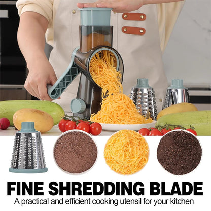 3 in 1 Rotary Cheese Grater Manual Vegetable Slicer and Food Shredder for Cheese, Vegetables and Nuts