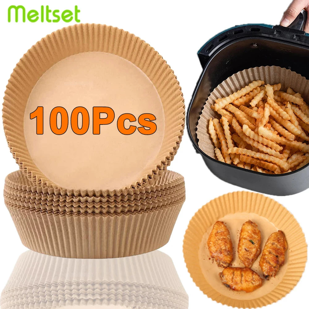 Non-Stick Air Fryer Paper Liners Disposable Baking Sheets for Easy Cooking and Cleaning
