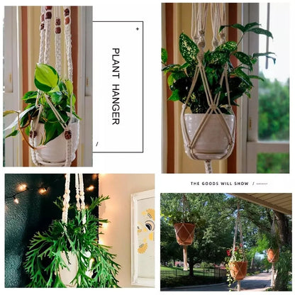Macrame Hanging Plant Holder Wall Flower Pot Basket for Home