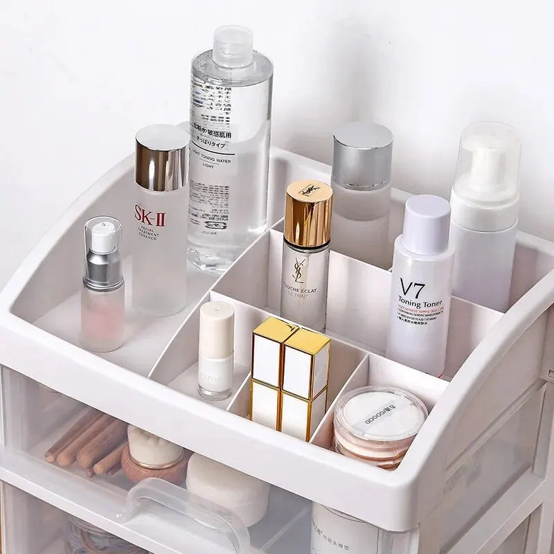 Transparent Plastic Four-Layer Three-Drawer Cosmetic Storage Box for Dressing Tables