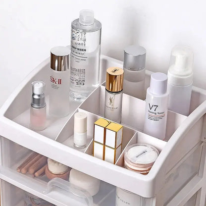 Transparent Plastic Four-Layer Three-Drawer Cosmetic Storage Box for Dressing Tables