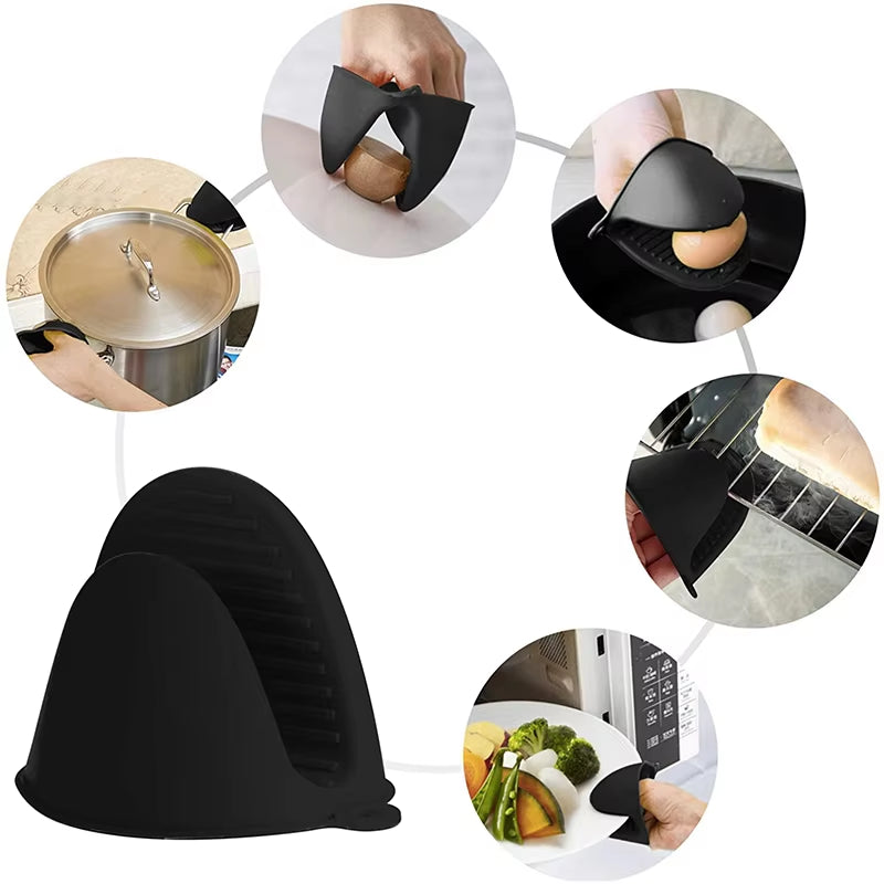 Silicone Heat Resistant Oven Mitts - 2 Pack Non-Slip Anti-Scalding Gloves for Cooking and Baking