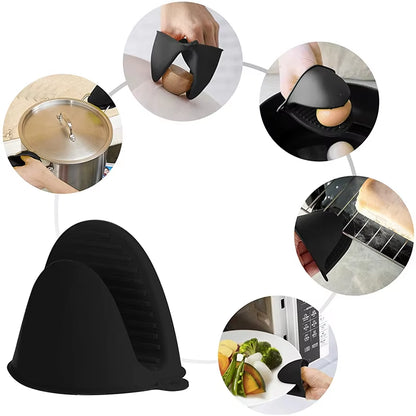 Silicone Heat Resistant Oven Mitts - 2 Pack Non-Slip Anti-Scalding Gloves for Cooking and Baking
