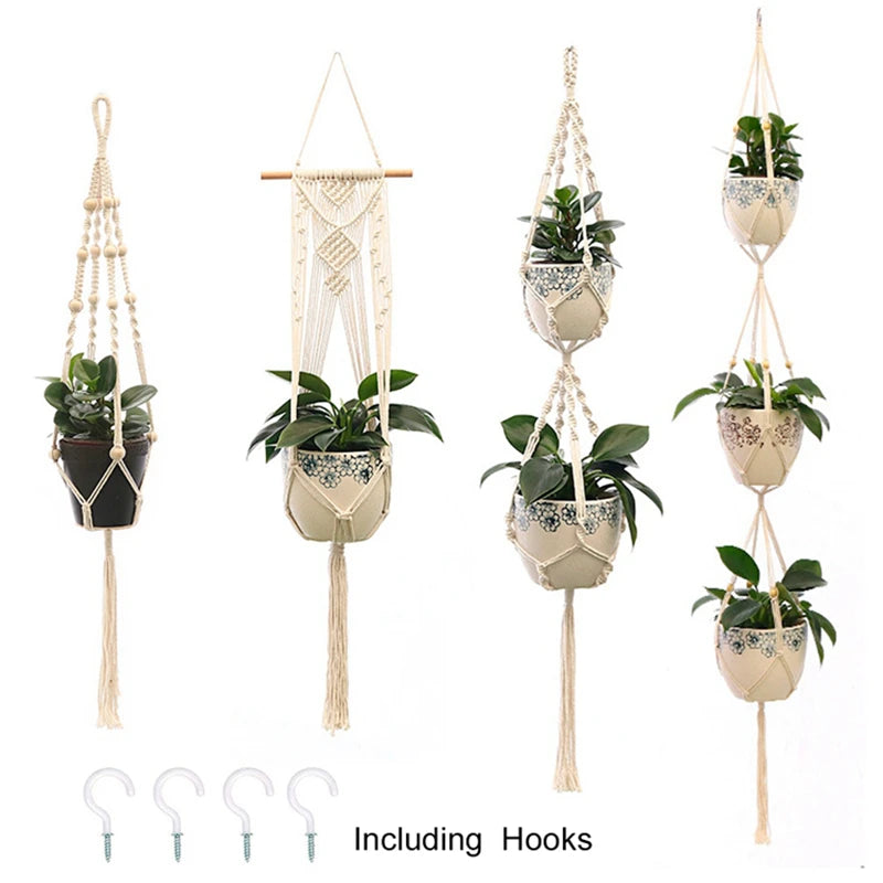 Macrame Hanging Plant Holder Wall Flower Pot Basket for Home