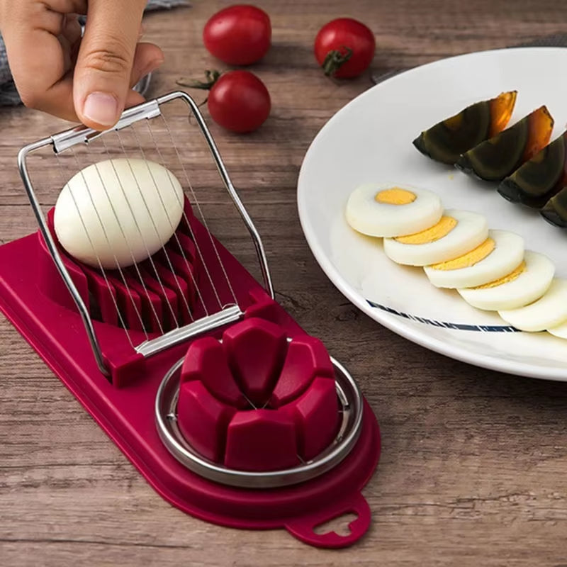Professional Stainless Steel Multifunctional Egg Cutter and Flower-Shape Luncheon Meat Slicer Kitchen Gadget