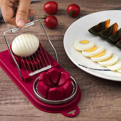 Professional Stainless Steel Multifunctional Egg Cutter and Flower-Shape Luncheon Meat Slicer Kitchen Gadget