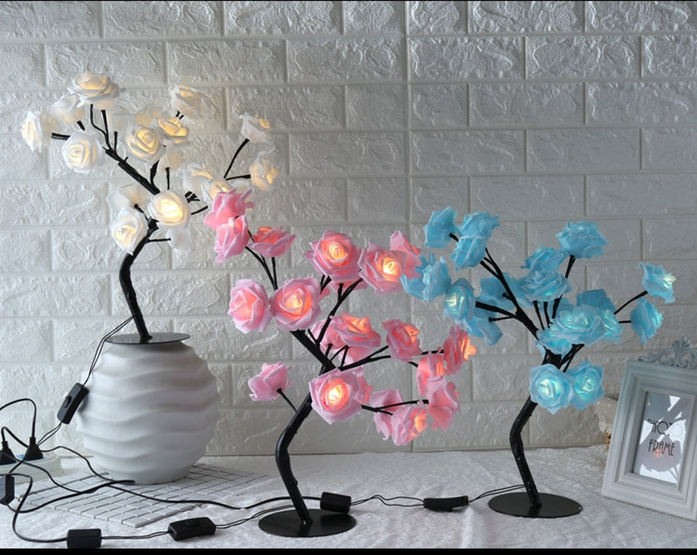 LED Rose Tree Lamp Small Decorative Table Lamp Romantic Night Light
