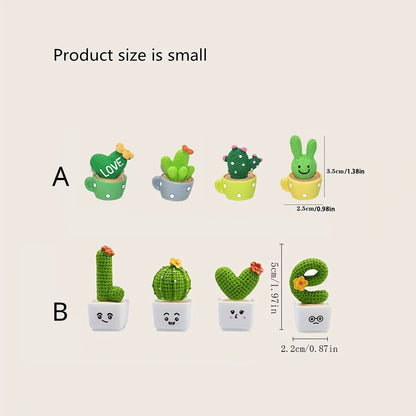 Set of 4 Mini Resin Succulent Cactus Plants for Home, Office, and Craft Decor