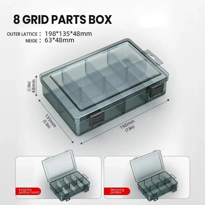 Durable Plastic Tool Parts Storage Box for Screw and Electronic Component Organization with Thickened Grid Design