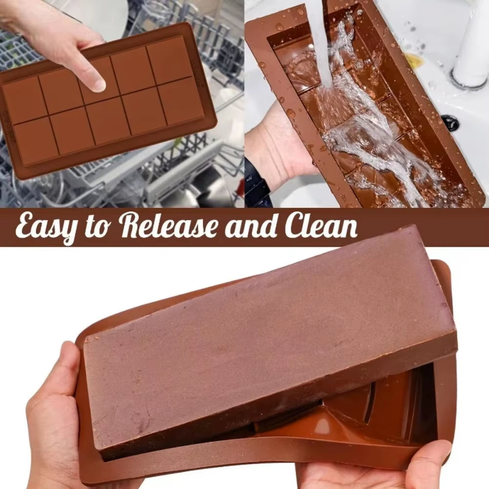 Silicone Chocolate Bar Mold – Break-Apart Rectangle Mold for Chocolate, Protein Bars & Wax Melts