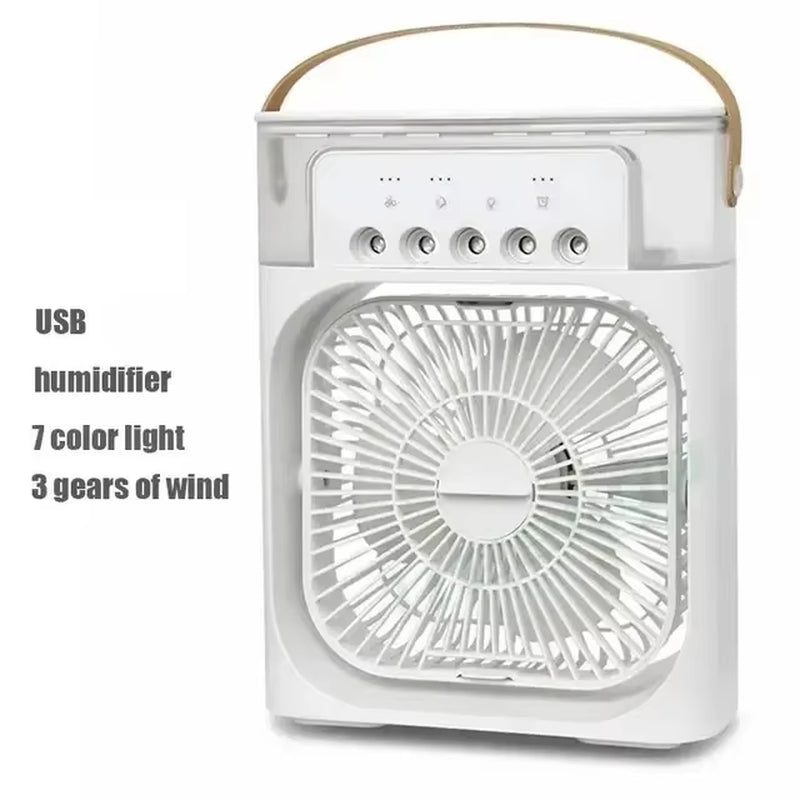 Portable 3 in 1 Cooling Fan with Air Humidifier and LED Night Light for Indoor Use