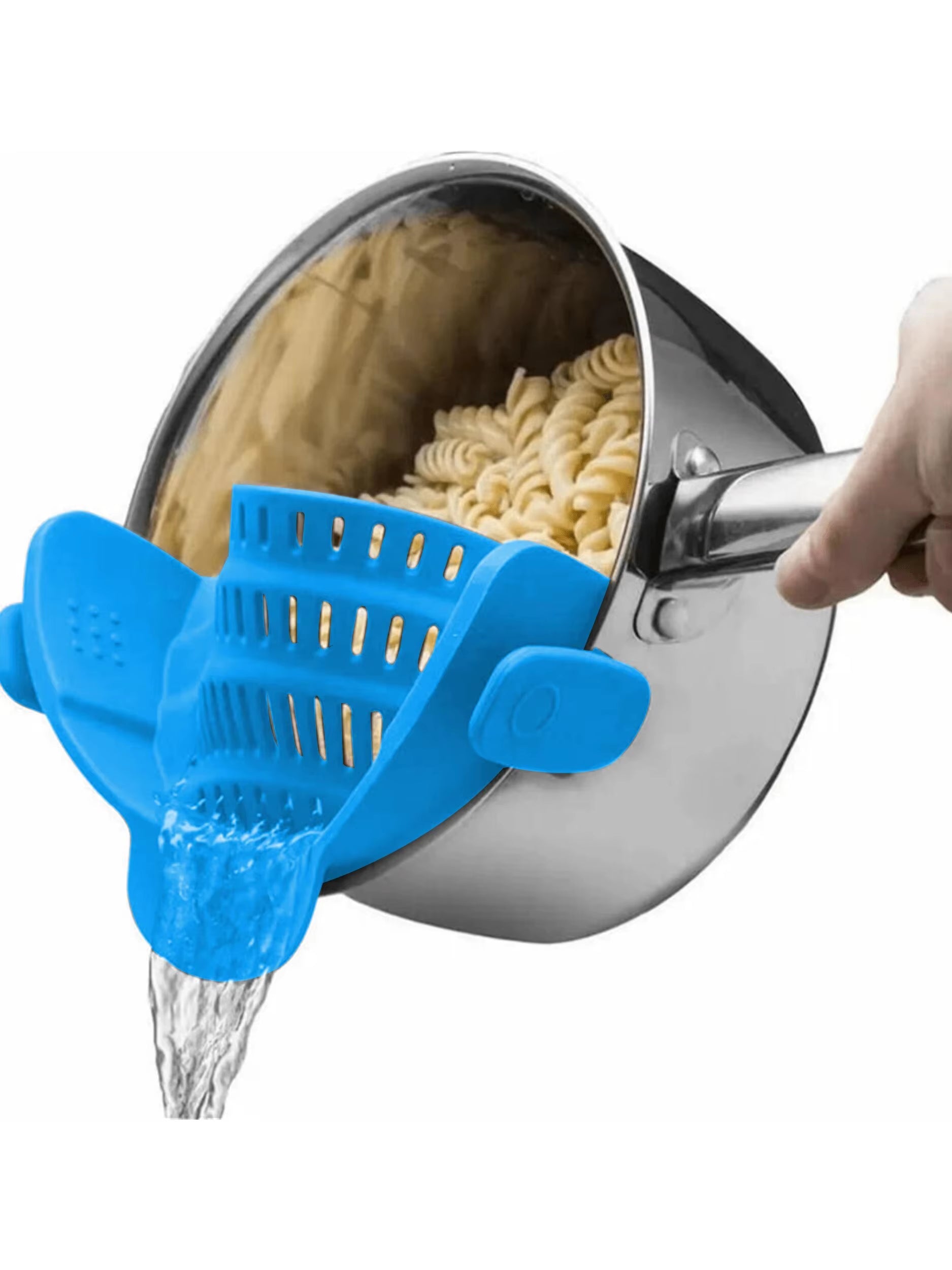 Adjustable Silicone Clip-On Strainer for Pots, Pans, and Bowls - Handheld Drainer for Noodles and Pasta