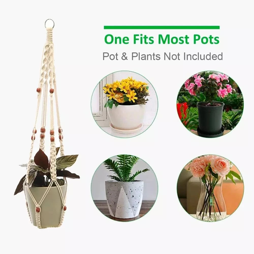 Macrame Hanging Plant Holder Wall Flower Pot Basket for Home